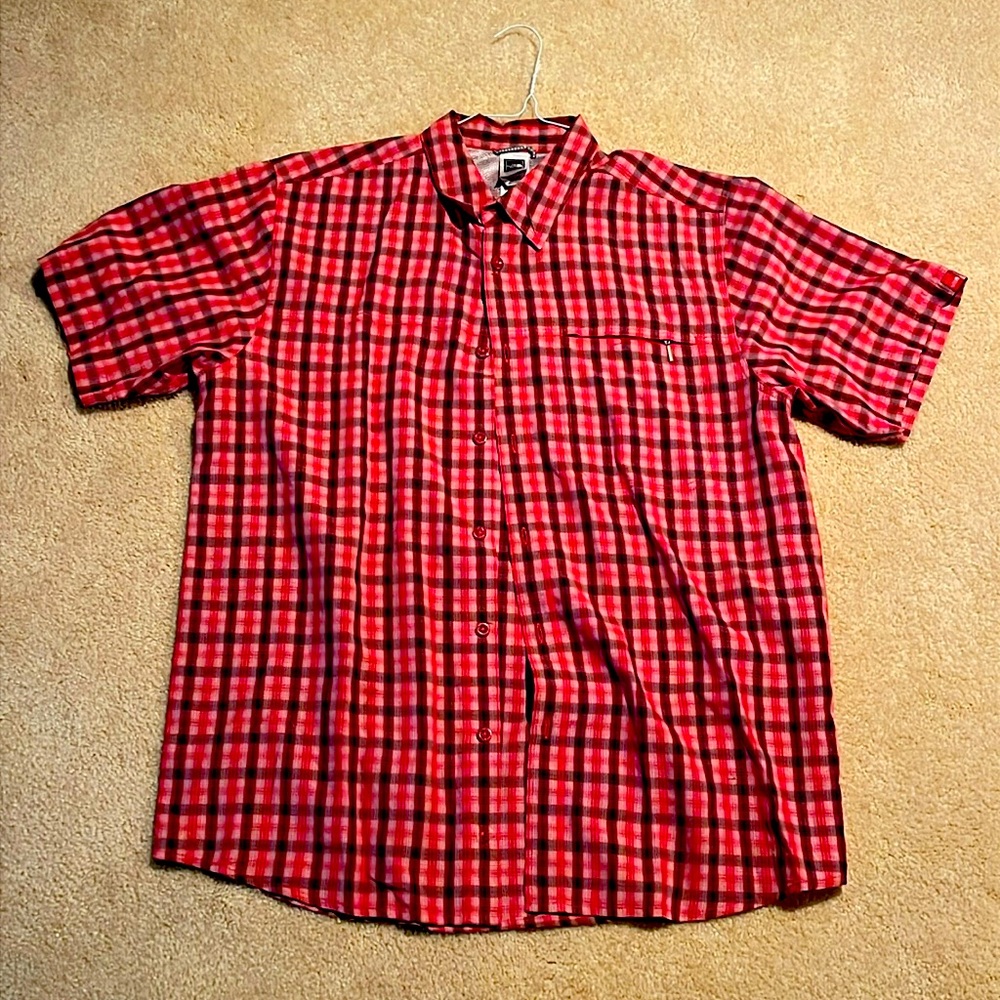 The North Face Men's Short Sleeved Rugged Red Plaid Outdoor Shirt